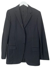 Mens Wool Gucci Suit Jacket - Navy Blue Stripe IT50