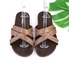 Diesel Mens Sandals Size 9 Brown Leather Slide Crisscross Strappy Slip On Casual