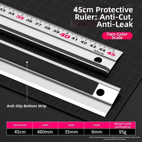 Aluminum alloy safety ruler - aluminum,