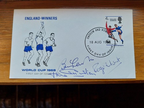 Signed 1966 world cup fdc - signed,