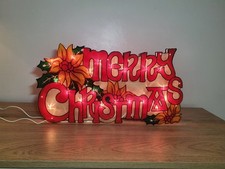 Vintage Premier 1990s Indoor Window Silhouette Light Up MERRY CHRISTMAS Boxed