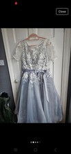 True Bride Wedding Dress Rockabilly Size 20  Grey Silver Embroider Pin Up 50's