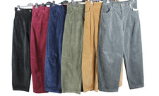 NEW PLUS SIZE LADIES WINTER COMFY CORDUROY WIDE LEG PALAZZO TROUSERS PANTS