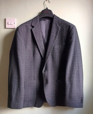 M&S Mens Wool Blend Checked Blazer size 46 Dark Charcoal (Used)