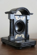 ANTIQUE WATCH HUTCH EBONY WITH PIANO KEY INLAY HAND MADE FOR DESK TOP OR MANTLE 