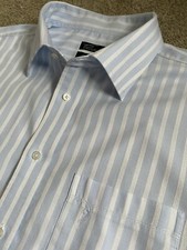 GORGEOUS PISCADOR BLUE STRIPE DOUBLE CUFF SHIRT 18 COLLAR EU 46