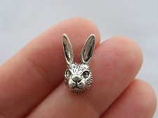 6 Rabbit charms antique silver