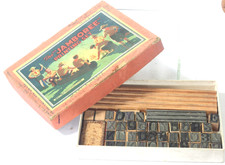 Antique Jamboree Toy Printing Set, British Manufacture Wood Print Blocks, Scouts