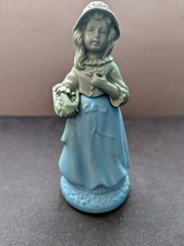 Avon Blue Girl & Basket Figurine Perfume Bottle with Topaze Eau De Cologne