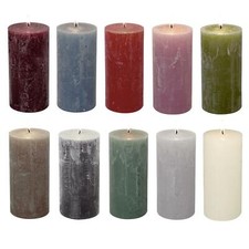 IHR Large Coloured Unscented Textured Chunky Pillar Church Candles Home Decor