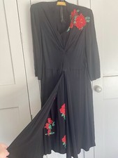1940s Cocktail Dress size 16 Volup Red Roses Evening Gown larger