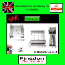 Silver Heatsink 60x60x20mm Pre-drilled with Mounting Pins TO220 UK Seller