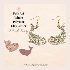 Folk art whale polymer - folk,
