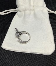 S925 Silver Rabbit Hare Adjustable Ring Men Women Gem Bunny Retro Style Gift 1