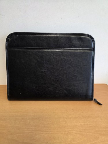 Black leather portfolio - black,