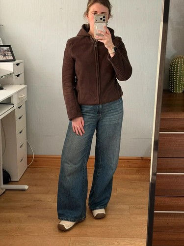 Brown faux suede jacket fleece