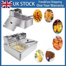 Single/Dual Tank Commercial Electric Deep Fryer Fat Chip Stainless Steel 2500W