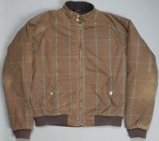 Barbour Retail Merchant Tartan Wax Bomber Jacket Mens XL Brown Biker Padded Coat