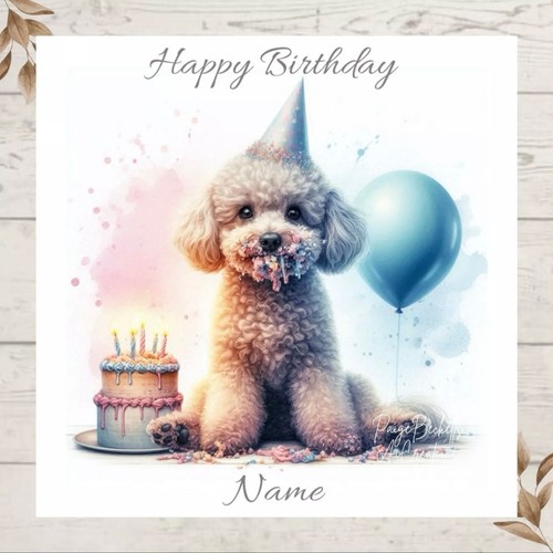 Personalised poodle dog eating - poodle,
