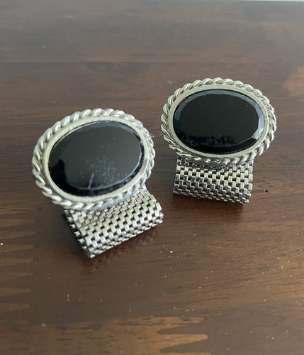 Vintage large black - black, oval