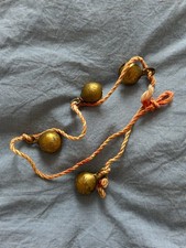 Vintage Brass Tibetan Sanctuary Bells On Rope Cord