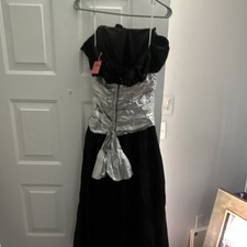 Black Silver Satin Strapless