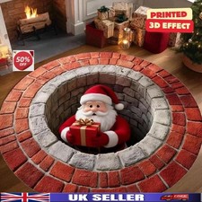 60CM Christmas Decorations 3D Rug Mat Xmas Optical Illusion Rugs Santa Claus NEW