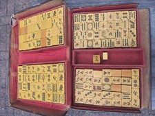 MahJong Vintage Set -Butterscotch Bakelite In Original Leather Case (144 Tiles)