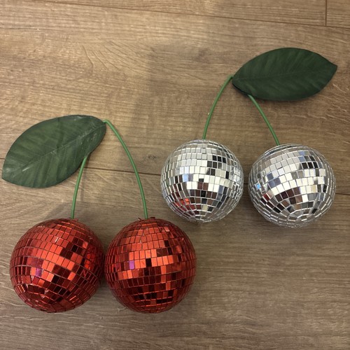 Cherry disco ball decor - 2x,