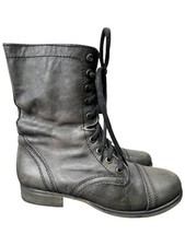 Steve Madden Troopa Combat Boots Women's 7M Gray Leather Military Zip Grunge