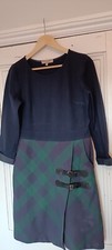 ladies heavy Burberry Dress Size XXL  green navy tartan kilt UK 16
