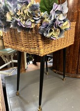 Vintage Storage Basket Table With Atomic Dansette Legs / Plant Stand
