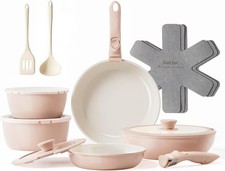 16pcs Pink Ceramic Cookware