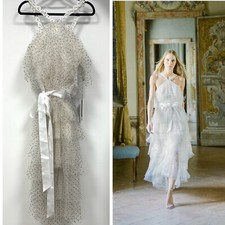 $1379 Monique Lhuillier Bridal Wedding Tiered White Tulle Polka Dot Dress Gown 2