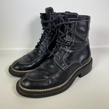 Louis Vuitton Paris Combat Boots UK 7 Men's Black LV Leather Shoes COA