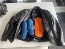 Retro Mens Akito Black Leather Motorcycle Jacket UK 44 Inc Removable Armour VGC