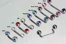 Surface Bars with crystal Gems, Solid genuine Titanium - Staples, piercings
