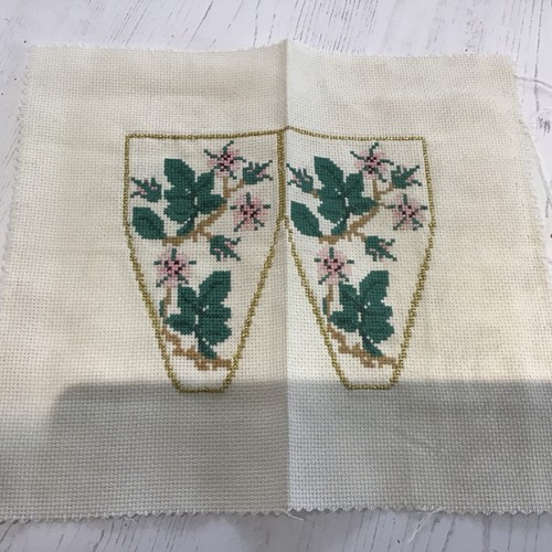 Completed cross stitch floral - stitch.,