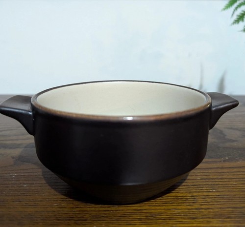 Dark brown pottery handled - brown,