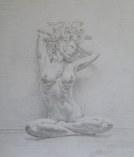 Erotic nude drawing medusa - drawing,
