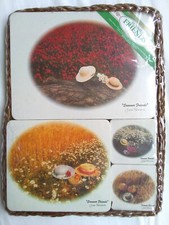 Summer Friends Countryside Flower Fields 8 Assorted Place Mats in Wicker Basket