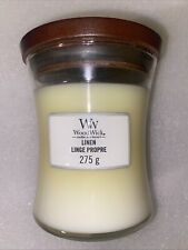WoodWick Candle Linen Medium Hourglass Scent Decor Gift Fragrance