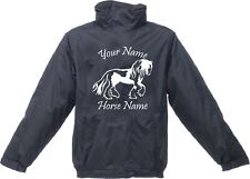 PERSONALISED HORSE JACKET WATERPROOF RAIN COAT RIDER EQUESTRIAN UNISEX GIFT TOP