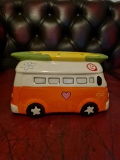 Vintage Camper Van + Surf Board Ceramic Money Box Piggy Bank 