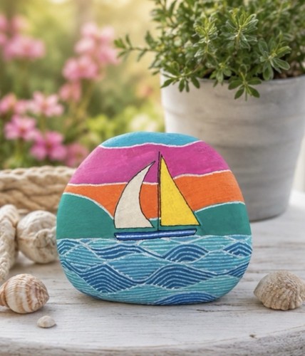 Original hand painted - original, pebble