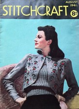 STITCHCRAFT August 1941 - Vintage Needlework Magazine – Knitting / Embroidery