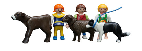 Playmobil kids calf - calf, dog