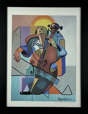Anthony Falbo Mr. Bassman Cubist Print Framed Matted Signed Artist Proof 1/1
