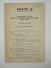 Bristol National Bus Amendment Bristol Country & Bath Area Timetable 1978 VGC