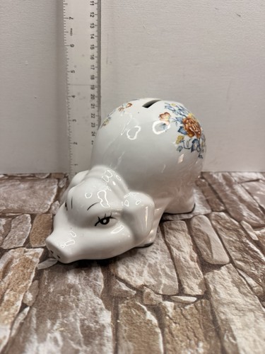 Vintage floral ceramic piggy - vintage,